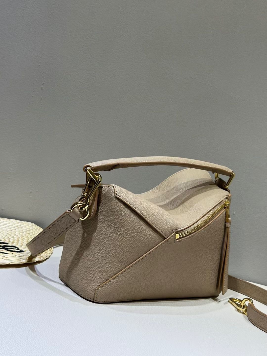 Loewe Small Puzzle Bag in Soft Grained Calfskin Sand